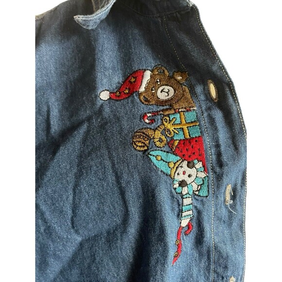 Vintage Women's Christmas ELF & Toys Long Sleeve Denim Jean Shirt Size XL Cotton - Picture 2 of 9